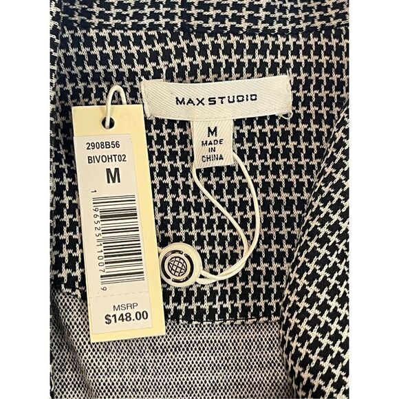 Max Studio NWT medium black white dress long sleeve - Picture 6 of 6